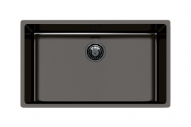 Brushed gun metal stainless steel sink. Flush-mount, W 71cm. (2157 056)