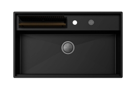 Раковина из нержавеющей стали. Рабочее место Galante Ш83см., черный matte (3780013)