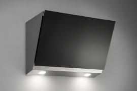 Wall hood, black glass, W 55/80 cm (SL89)