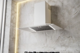 Wall hood, W 90cm, white glass panel. JEEG (SLTC97/90W)