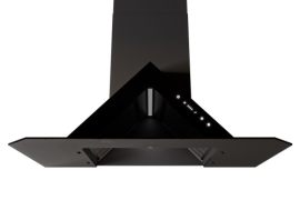 Wall hood, W 90cm, black glass panel. ARROW (SLTC120)