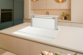 Белая индукционная плита + вытяжка, 4 зоны. ICE (S-DDH1EM/W)