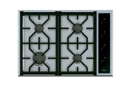 Gas cooktop with black knobs, W 76cm, 4 burners (ICBCG304T/S)