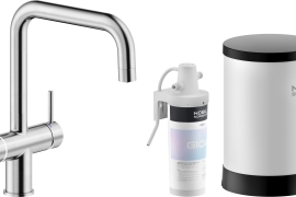 Brushed U-shaped kitchen faucet with filtered boiling water. (LV0K123/EHTIX)