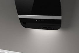 Wall hood with rounded corners, black glass (SLTC90/55B)