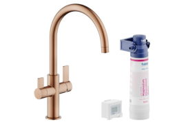 Brushed copper J-shaped kitchen faucet with water filter. FILTRA (FL96824/3VBRTP)