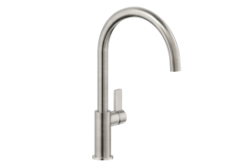 Brushed stainless steel J-shaped kitchen faucet. FLAG (FL96113IP)
