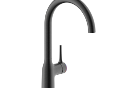 Matte black J-shaped pull-out kitchen faucet. FLAG (FL96113BM)