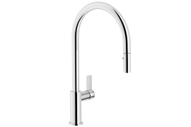 Chrome J-shaped pull-out kitchen faucet. FLAG (FL96113CR)