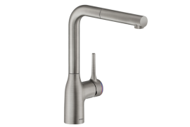 Brushed L-shaped pull-out kitchen faucet. MANIA (CU128117/1IX)