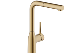 Brushed gold L-shaped pull-out kitchen faucet. MANIA (CU128117/1GTP)