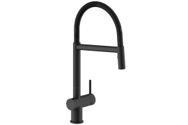 Matte black kitchen faucet with hand shower. LIVE (BR00300BM)