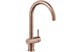 Brushed copper J-shaped kitchen faucet. LIVE (BR00233RTP)