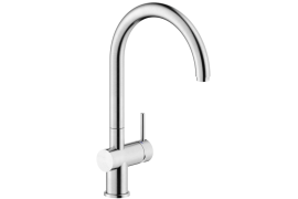 Brushed J-shaped kitchen faucet. LIVE (BR00233IX)