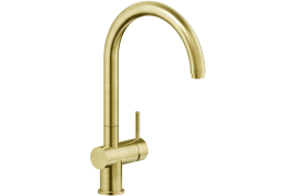 Brushed gold J-shaped kitchen faucet. LIVE (BR00233GTP)