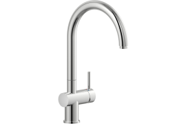 Chrome J-shaped kitchen faucet. LIVE (BR00233CR)