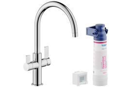 Chrome J-shaped kitchen faucet with water filter. FILTRA (FL96824/3VBCR)