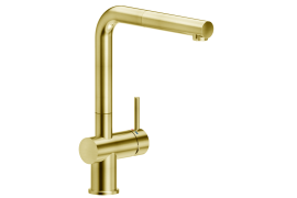 Brushed gold L-shape pull-out kitchen faucet. LIVE (BR00217/1GTP)