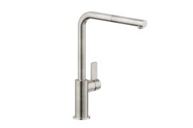 Brushed stainless steel L-shaped pull-out kitchen faucet. FLAG (FL96127IP)