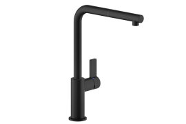 Matte black L-shaped pull-out kitchen faucet. FLAG (FL96127BM)