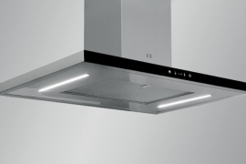 T-shaped hood for island, W 90cm, black glass panel (SIL24TC)