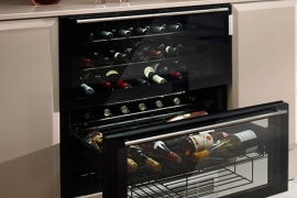 Integrated wine cooler with two drawers, W80cm (CAVE 55)